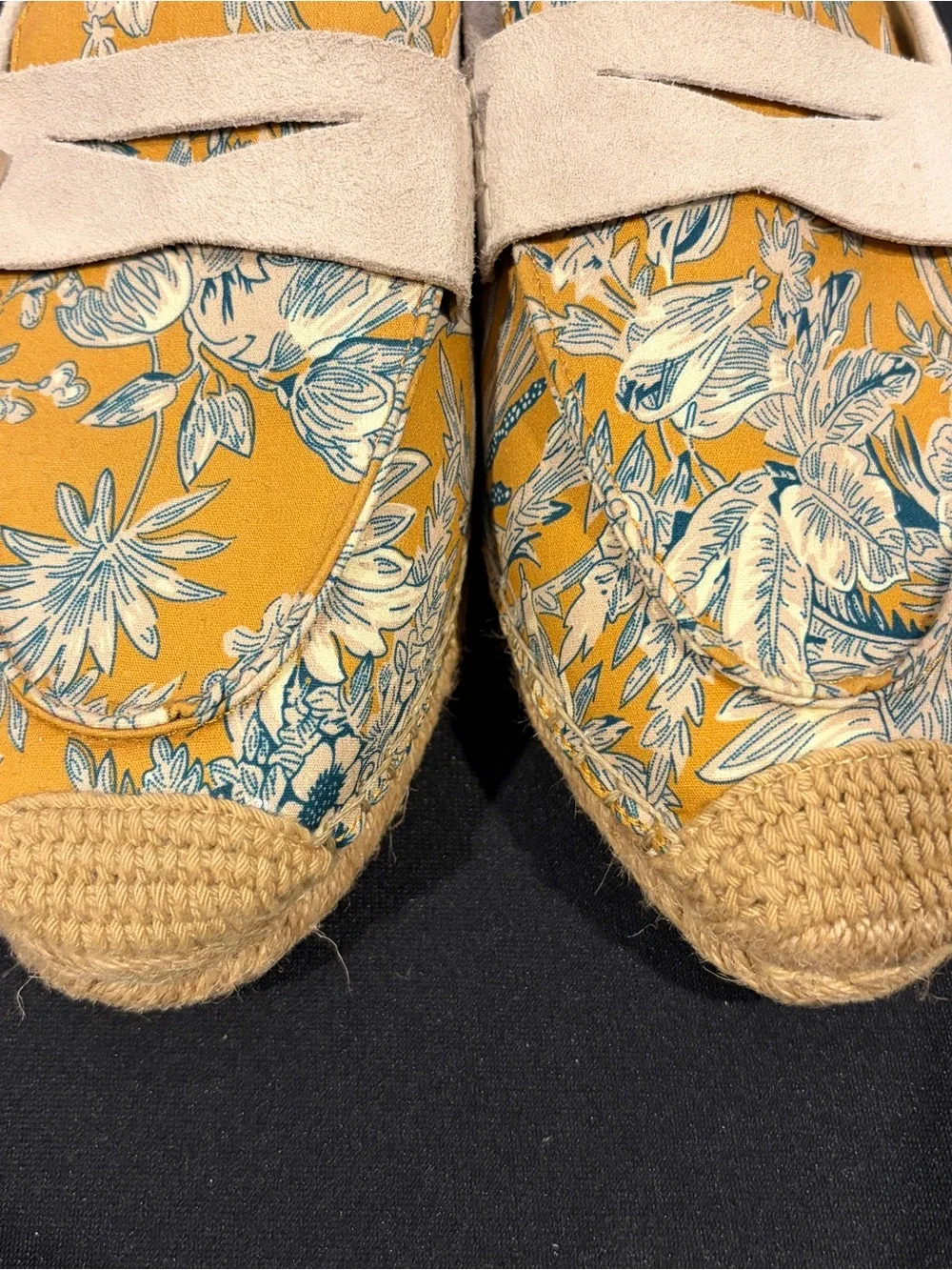 Sam Edelman Kai 2 Marigold Yellow Floral Espadrille Loafers Women's 8.5 M  NWOB